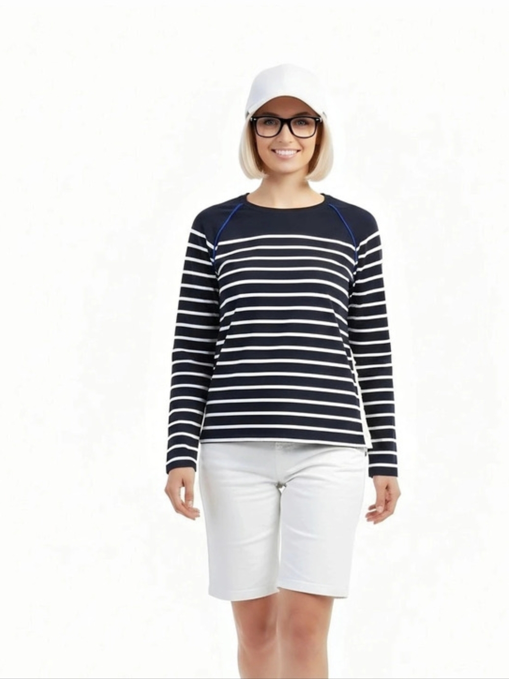Kinross Striped Long Sleeve Top in Black & White Size Small.